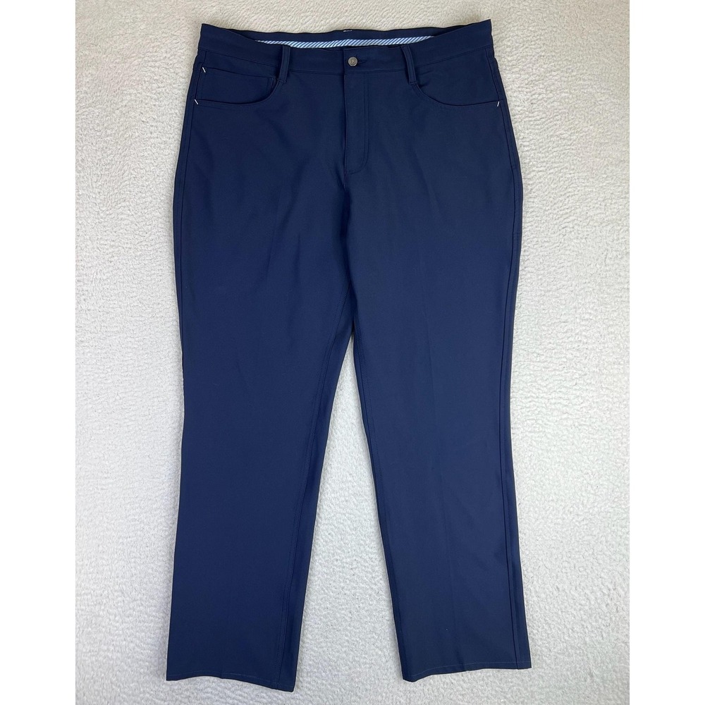 FootJoy Athletic Fit Pants Mens 36x32 Blue Stretch Golf Khakis Woven Performance